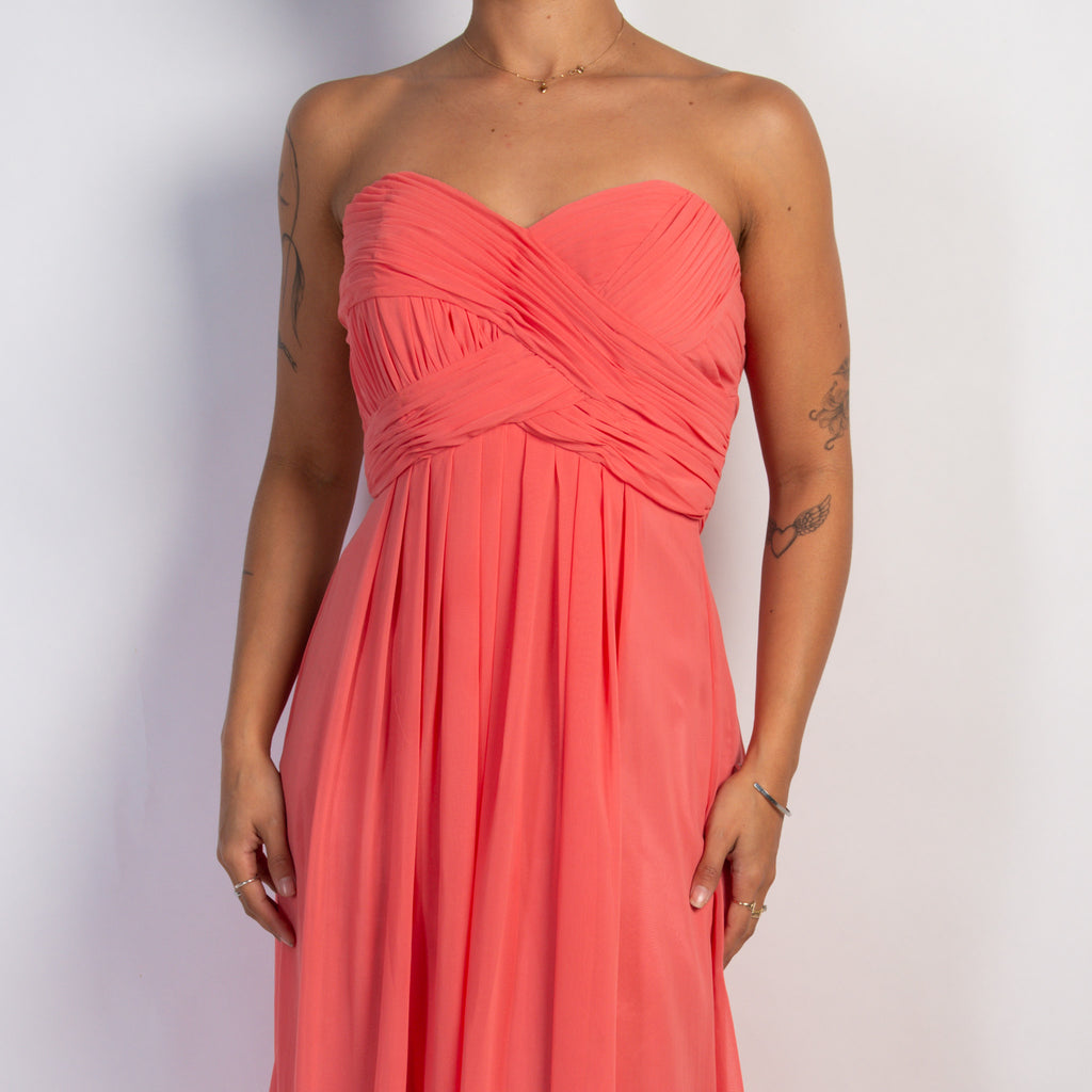 CORAL STRAPLESS GOWN