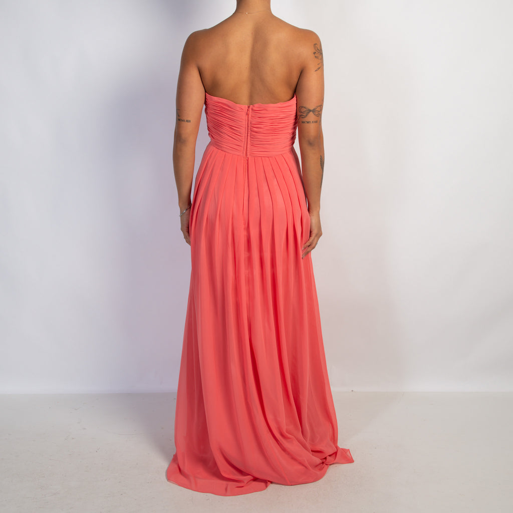 CORAL STRAPLESS GOWN