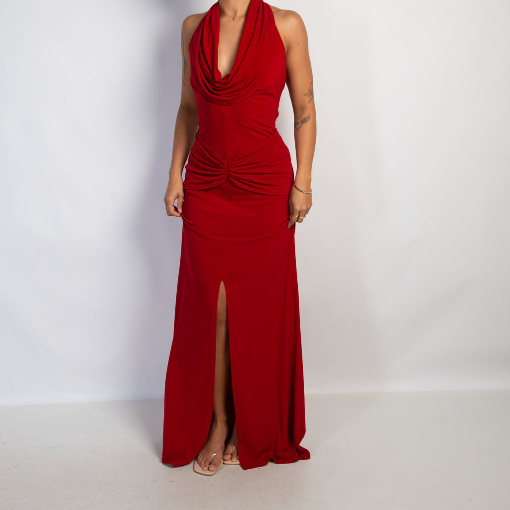 RED HALTERNECK GOWN