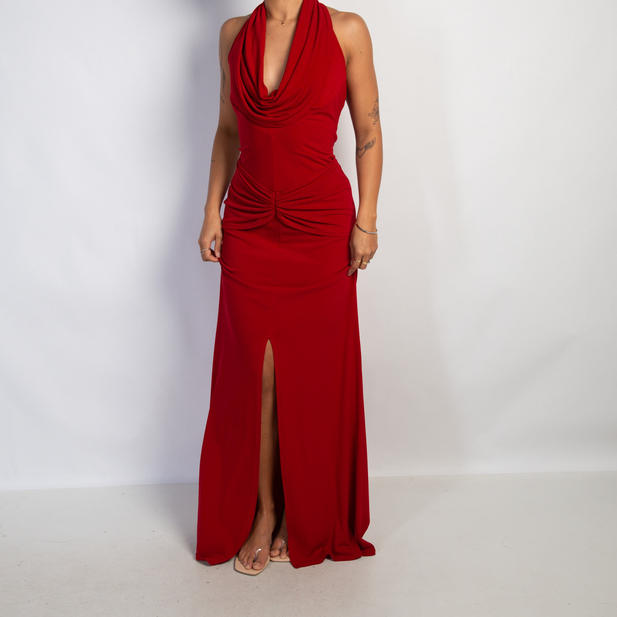RED HALTERNECK GOWN