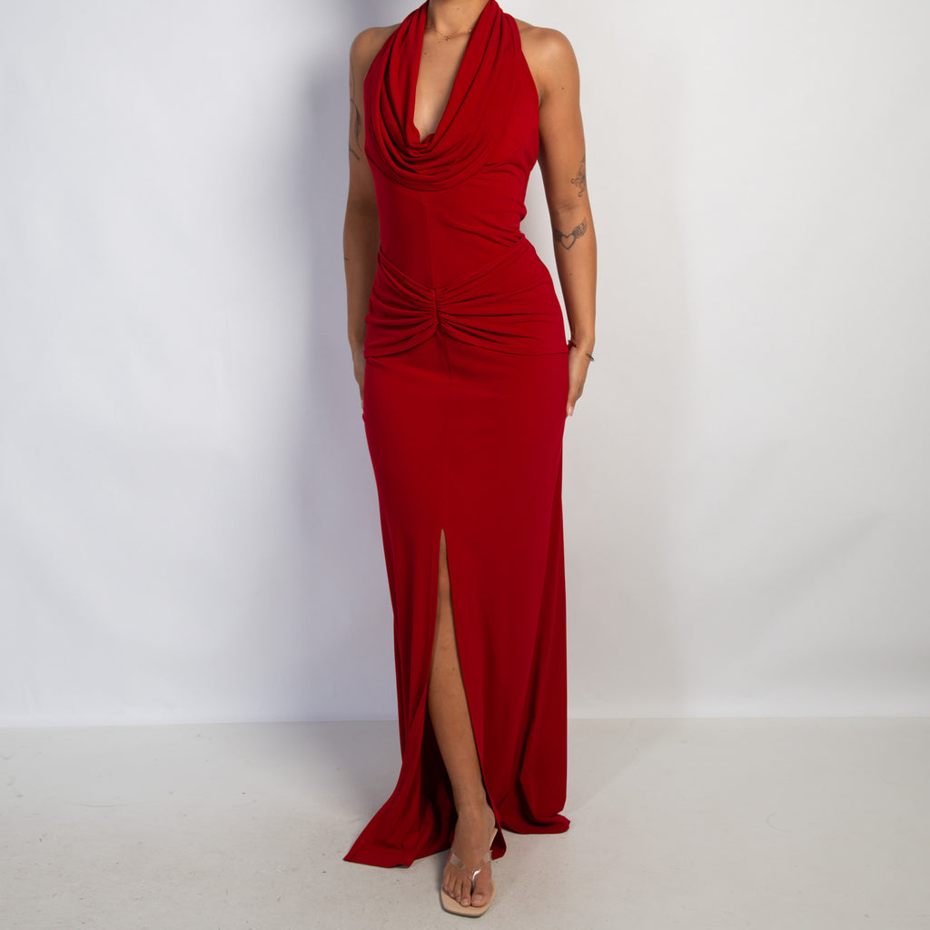 RED HALTERNECK GOWN
