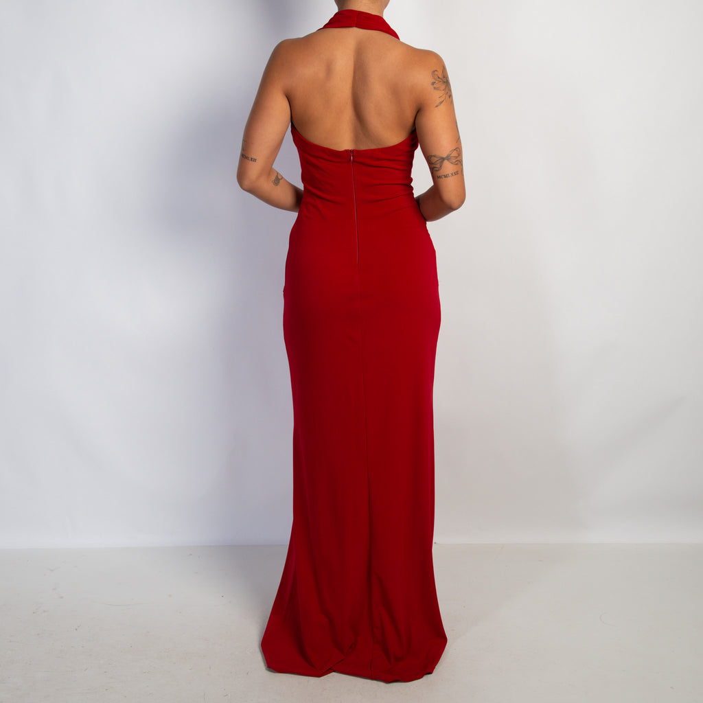 RED HALTERNECK GOWN