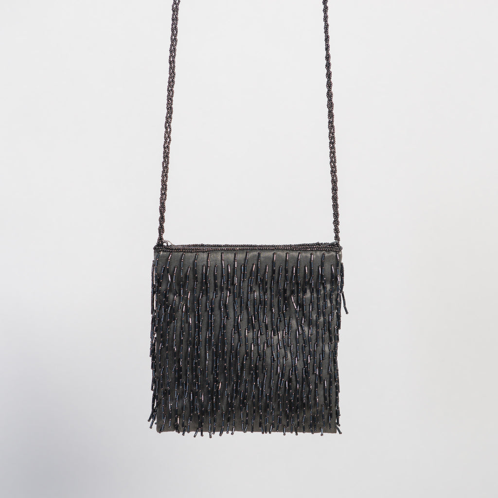 NAVY BEADED PURSE