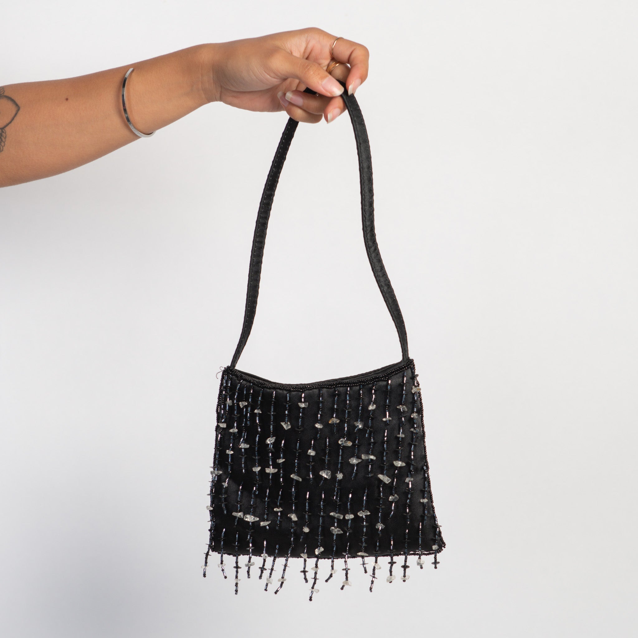 BLACK BEADED PURSE