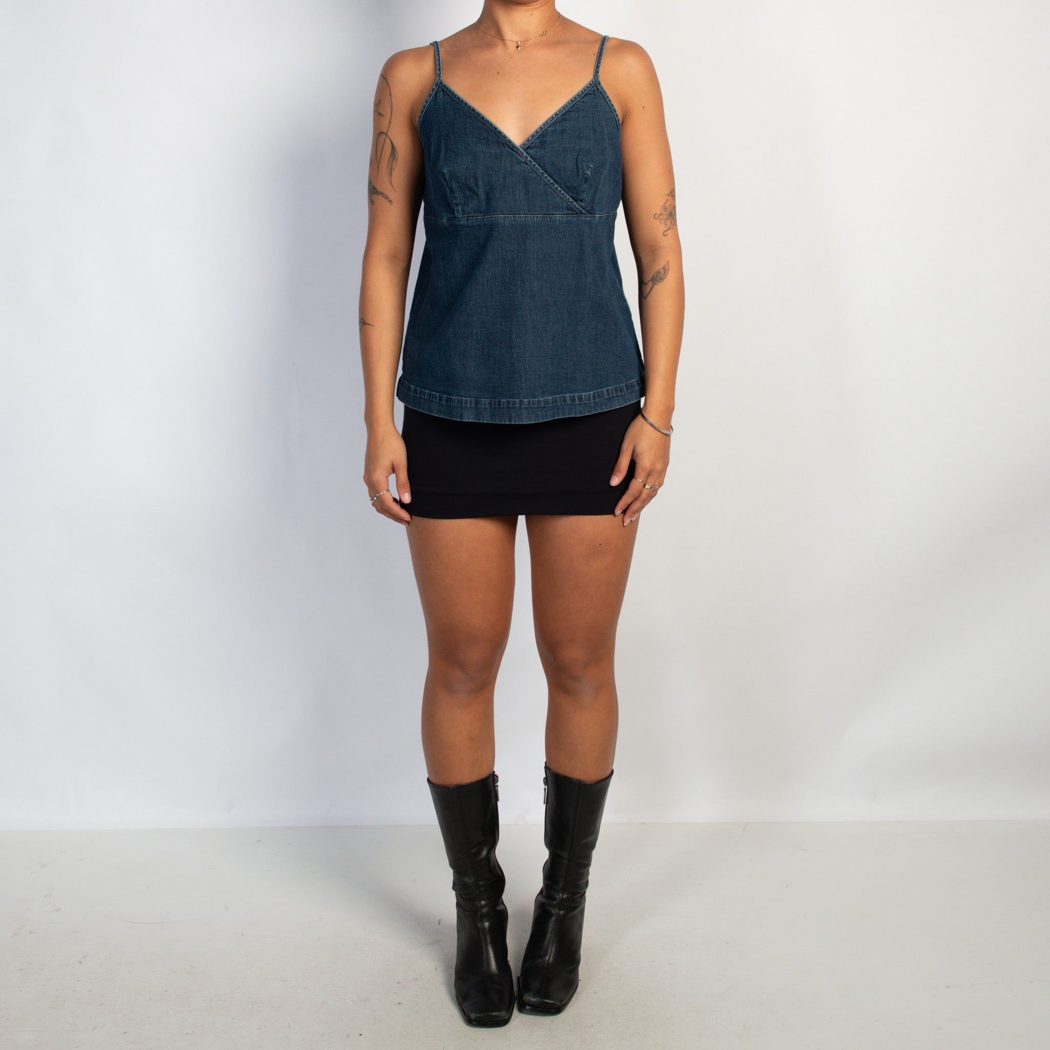 DENIM CROSS OVER TOP