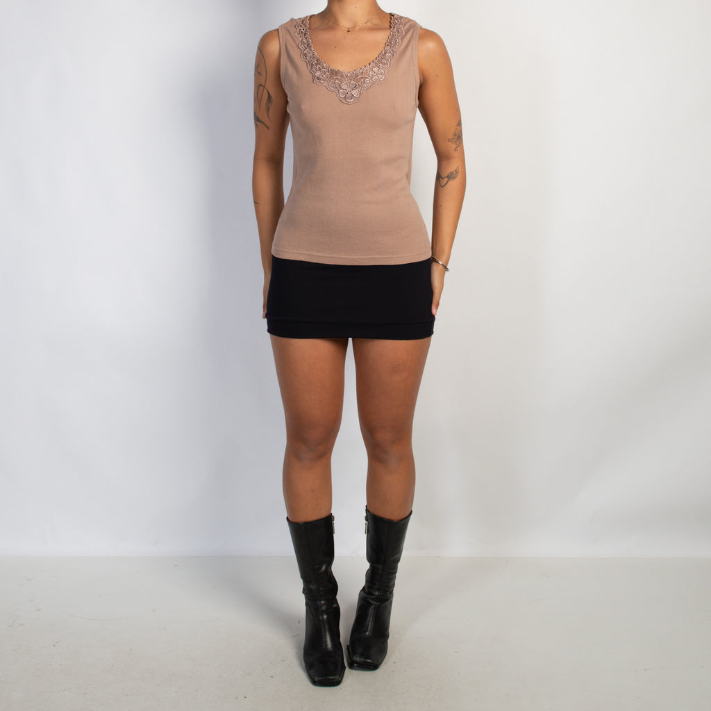 BROWN COTTON TANK TOP