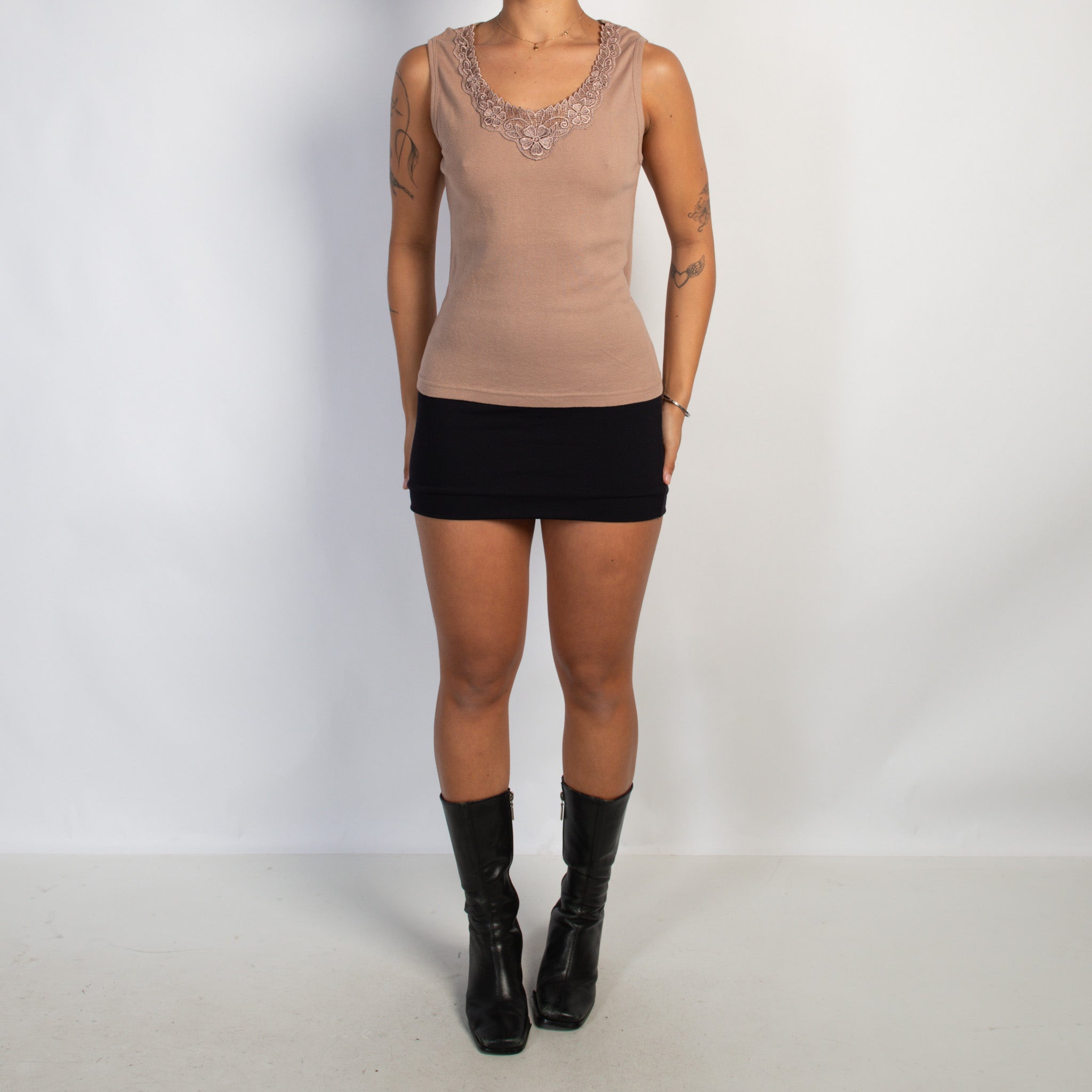 BROWN COTTON TANK TOP