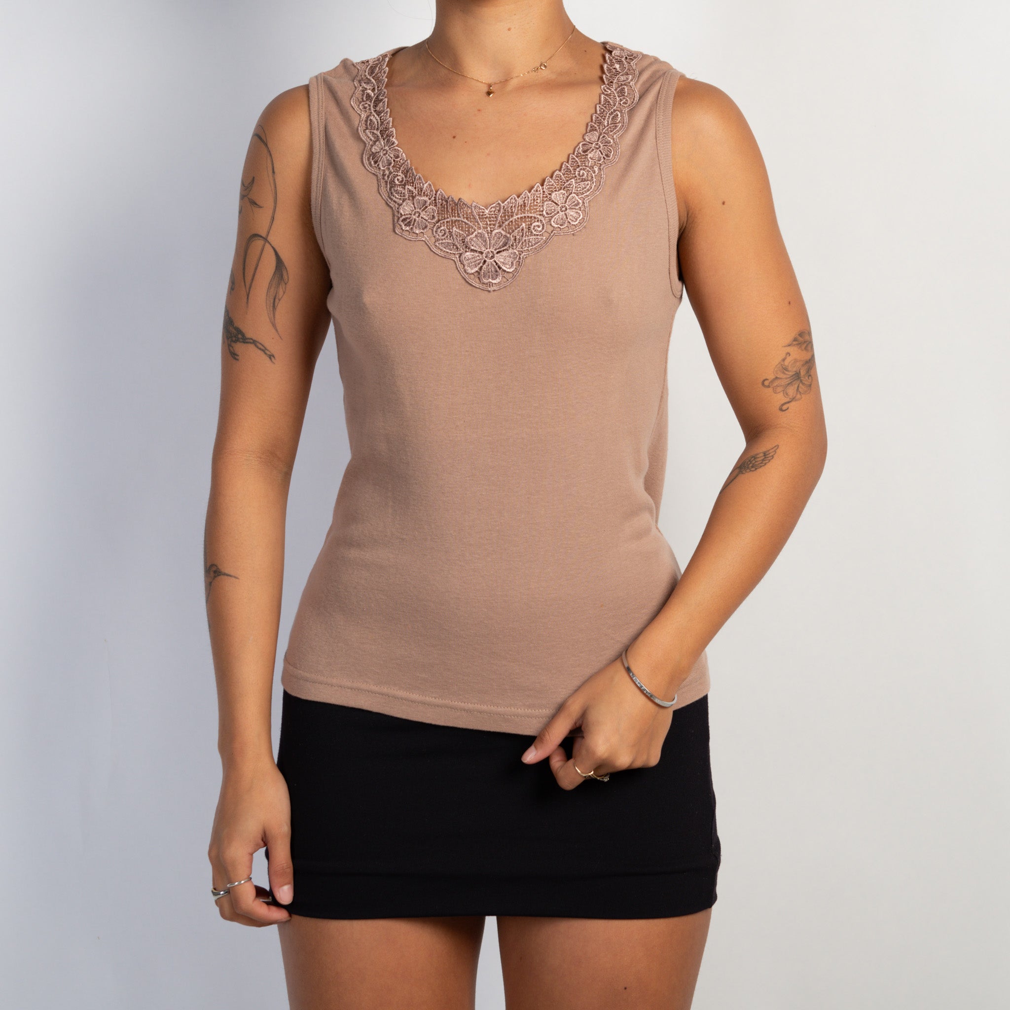 BROWN COTTON TANK TOP
