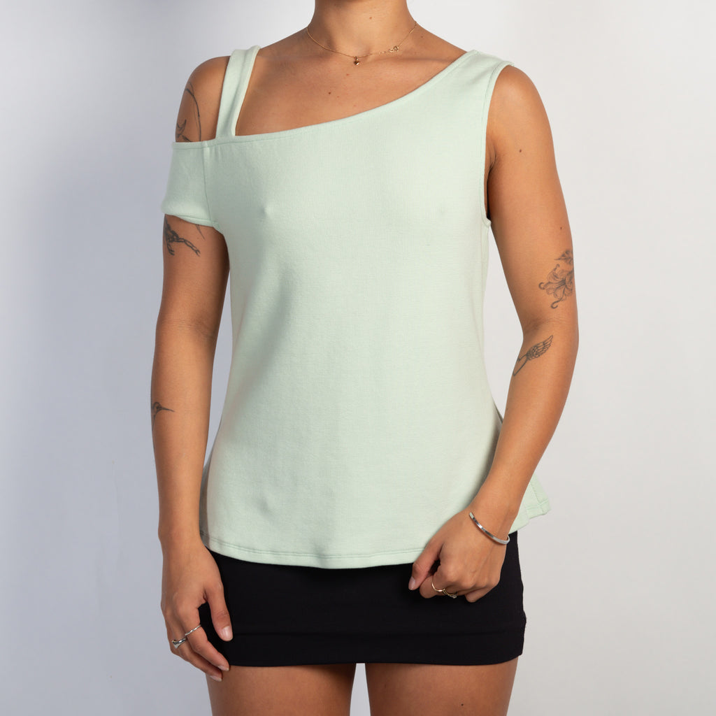 PALE GREEN RIB TOP
