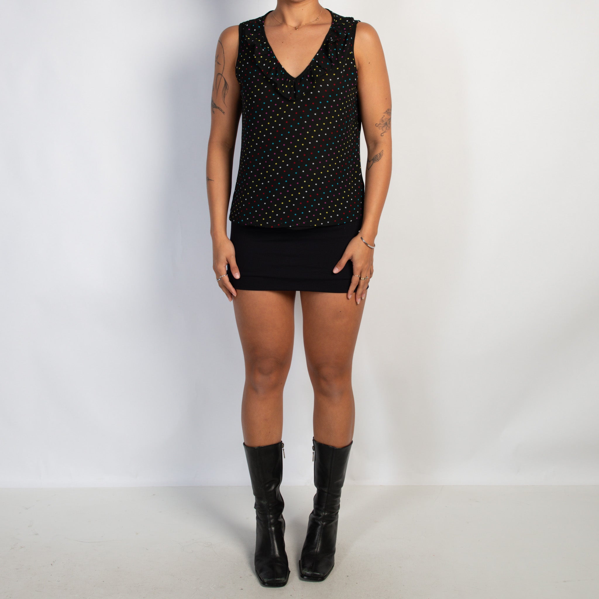 BLACK POLKA DOT TOP