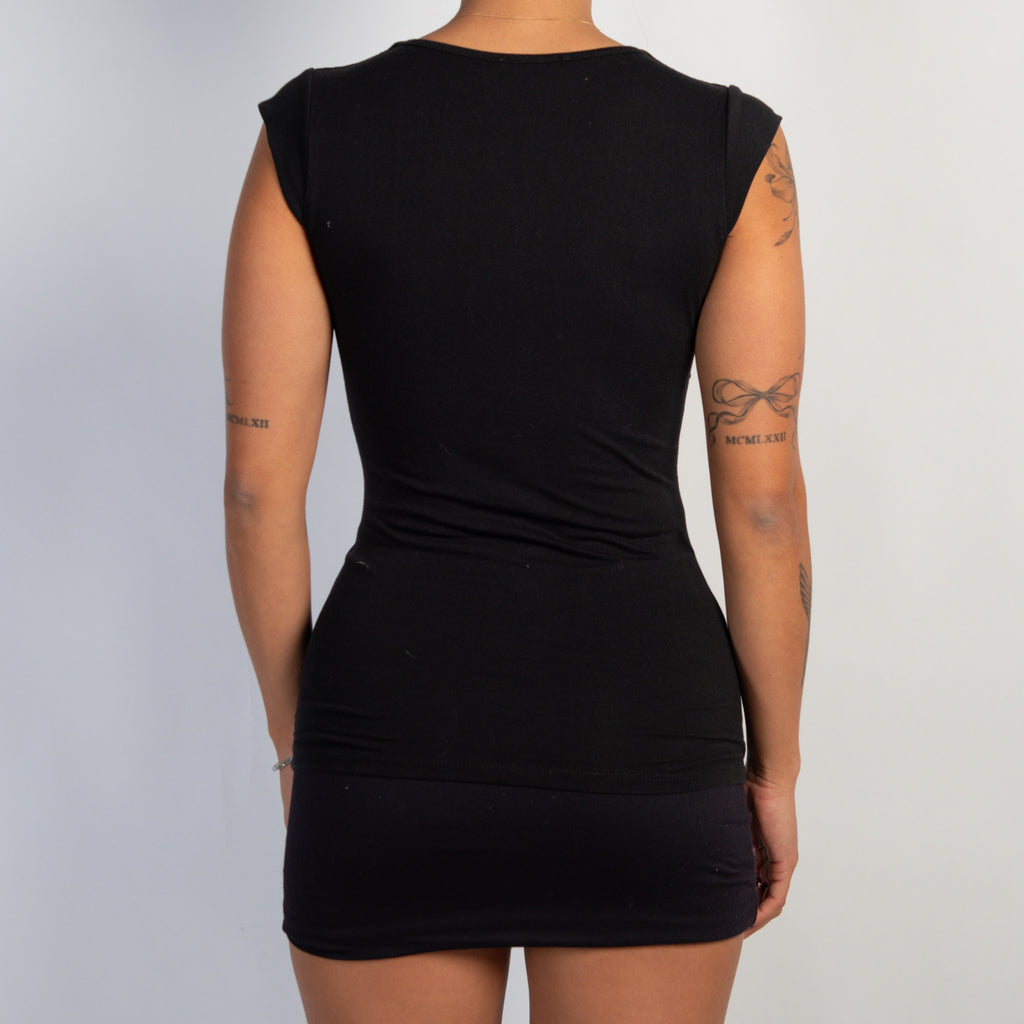 BLACK RUCHED TOP