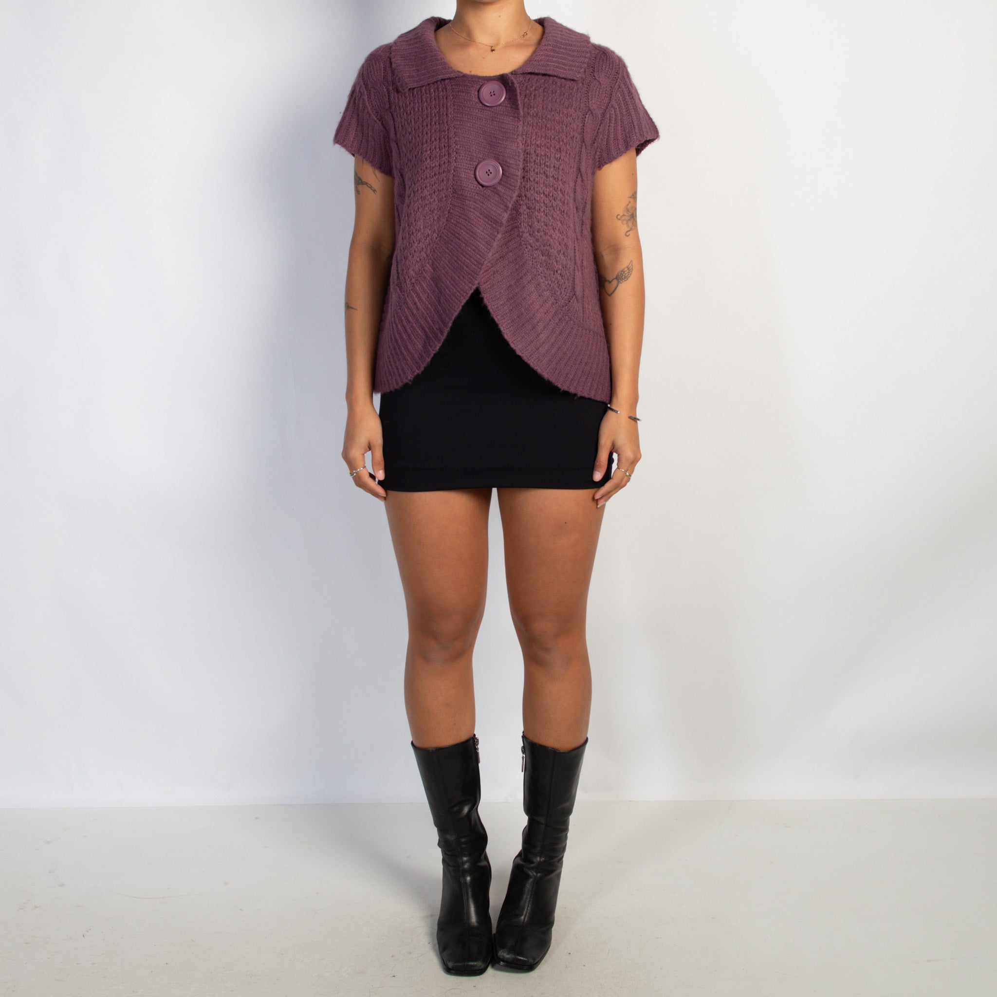 PURPLE KNIT CARDIGAN