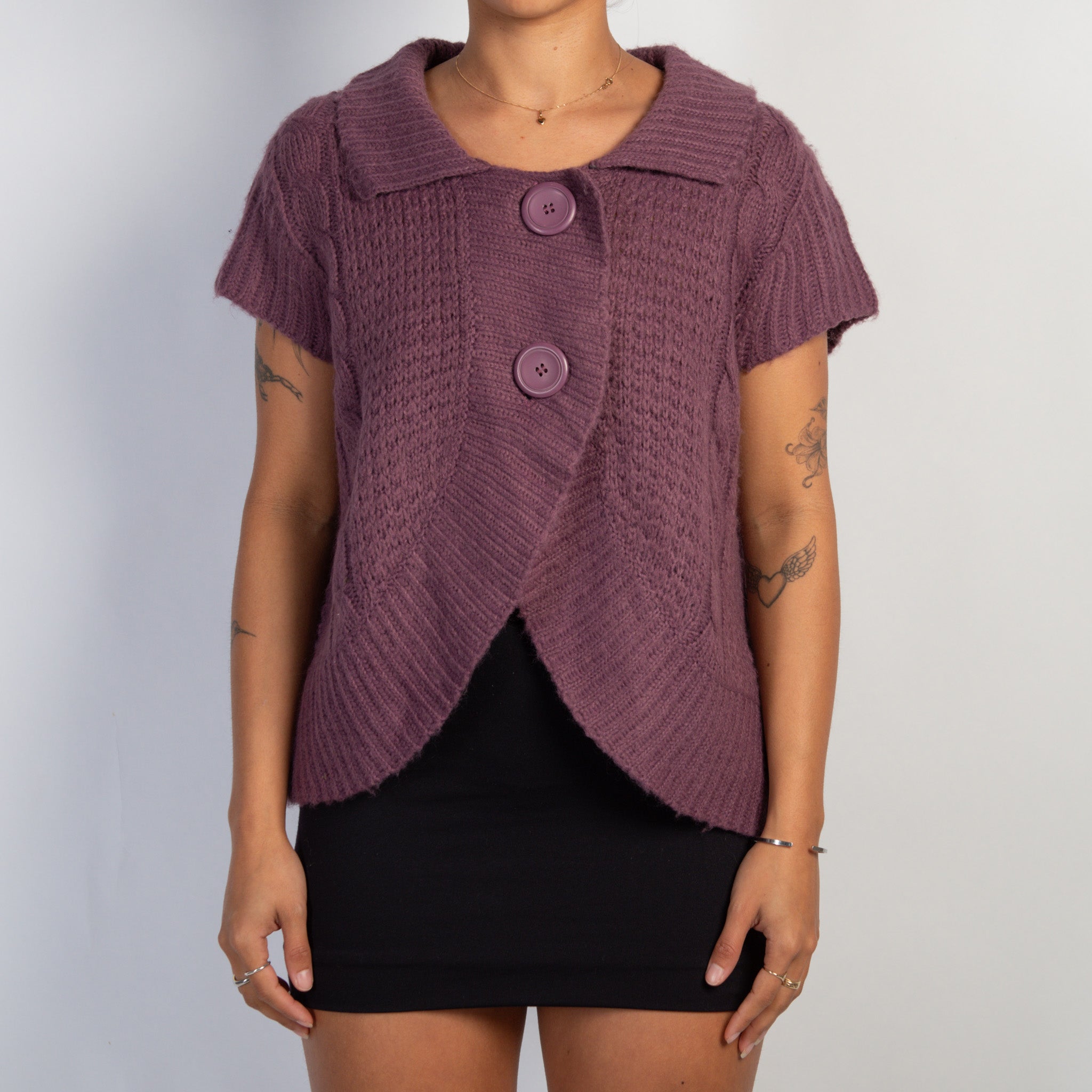 PURPLE KNIT CARDIGAN