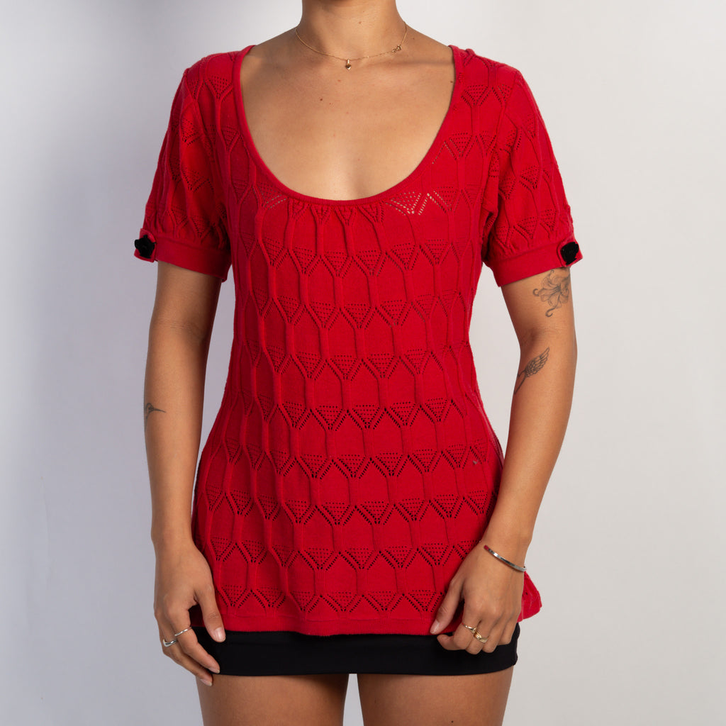 RED COTTON KNIT TOP