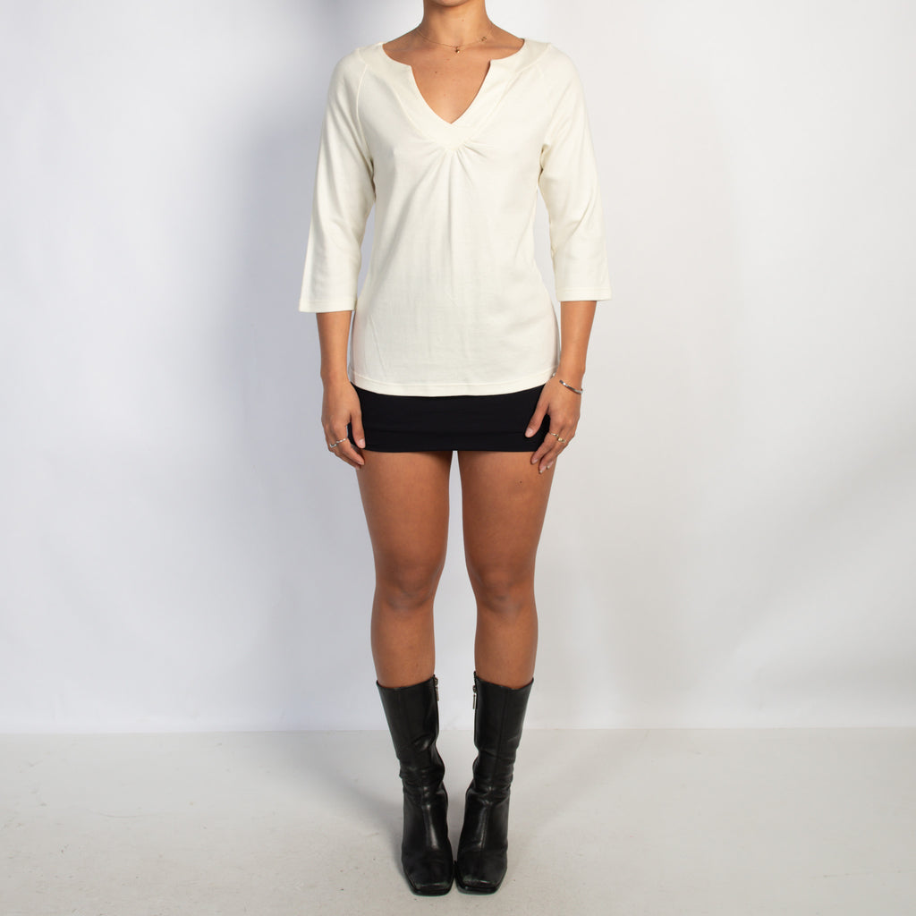 CREAM 3/4 SLEEVE TOP