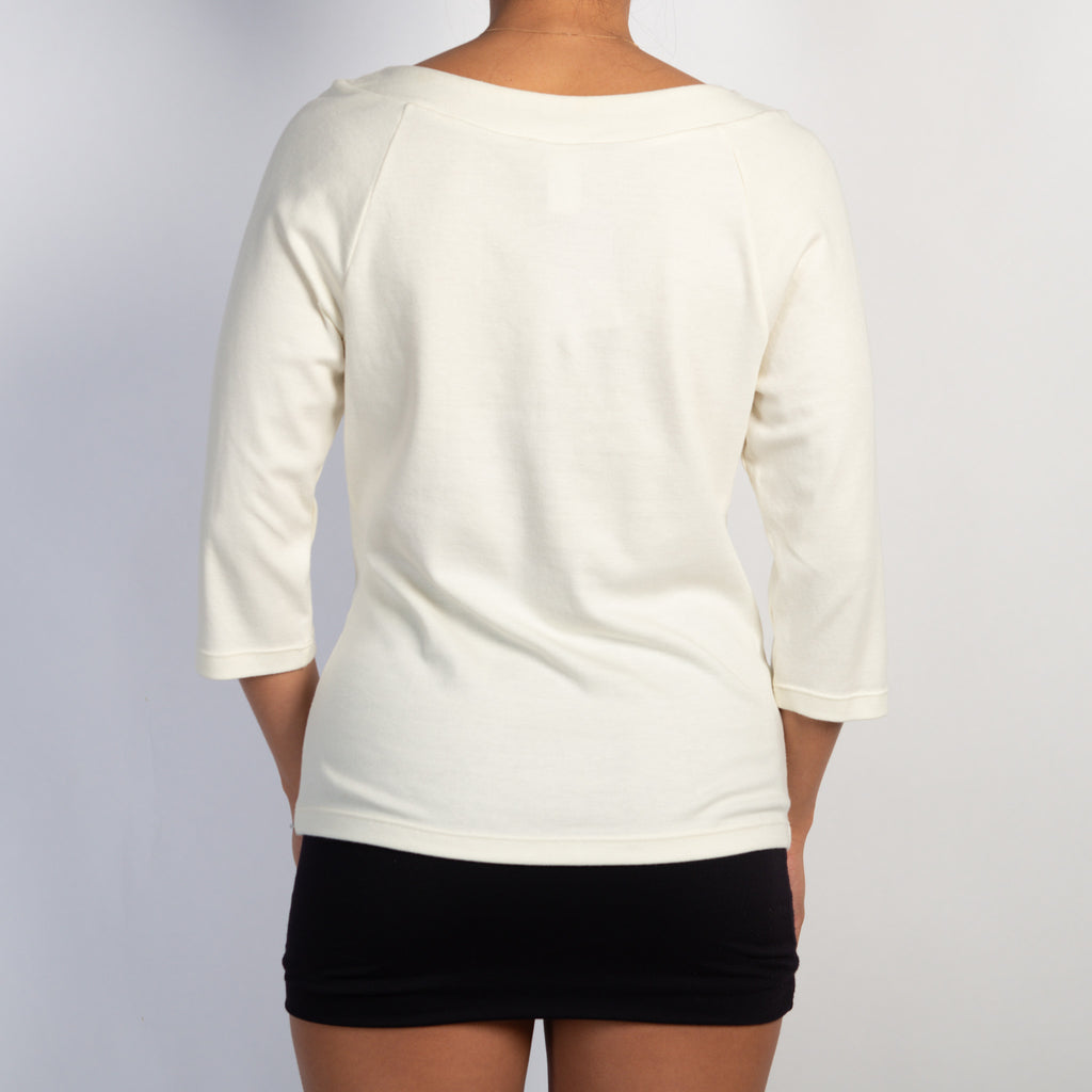 CREAM 3/4 SLEEVE TOP