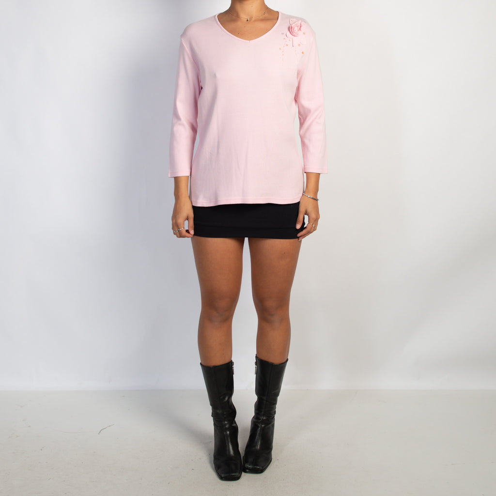 PINK FLORAL 3/4 SLEEVE TOP