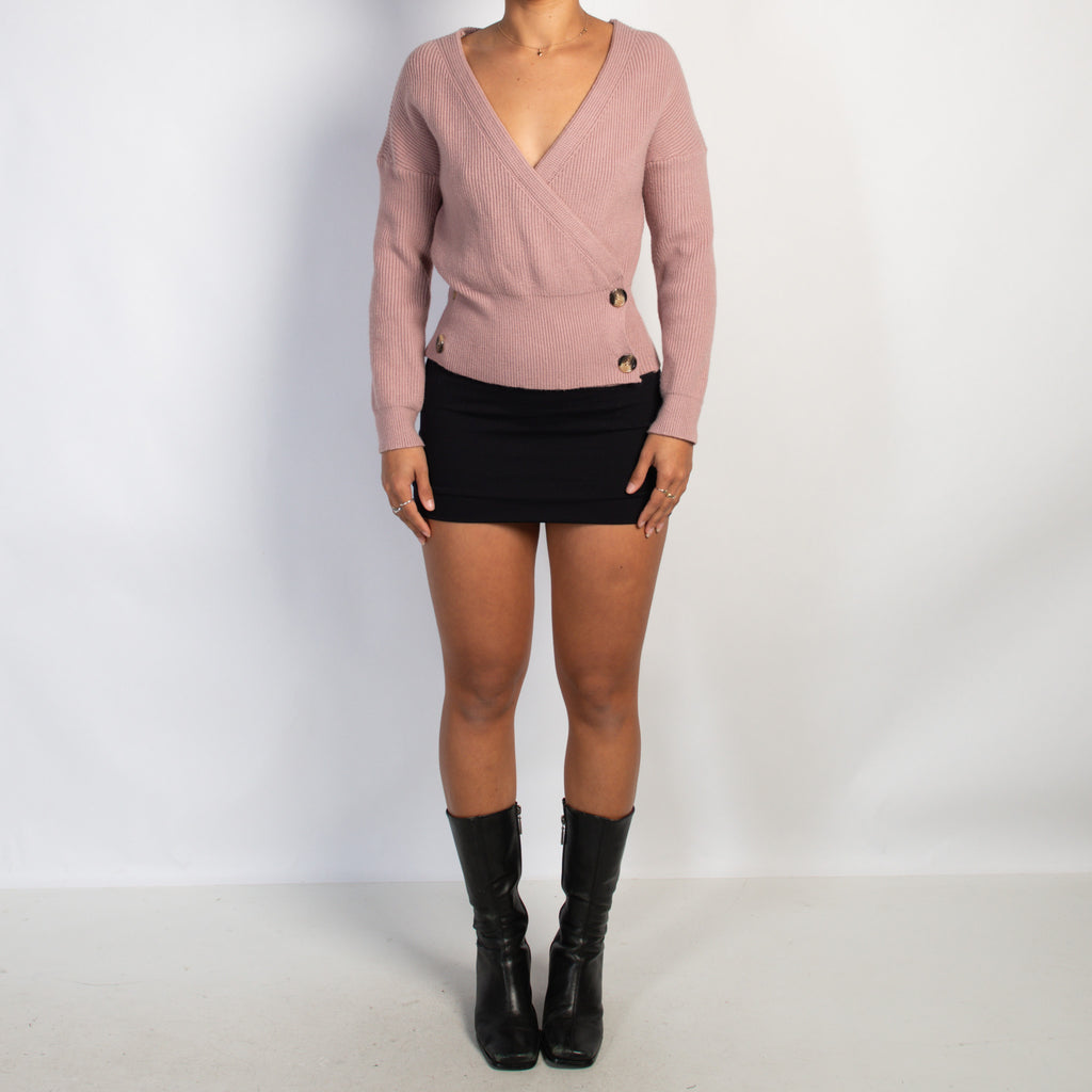PINK KNIT WRAP CARDIGAN