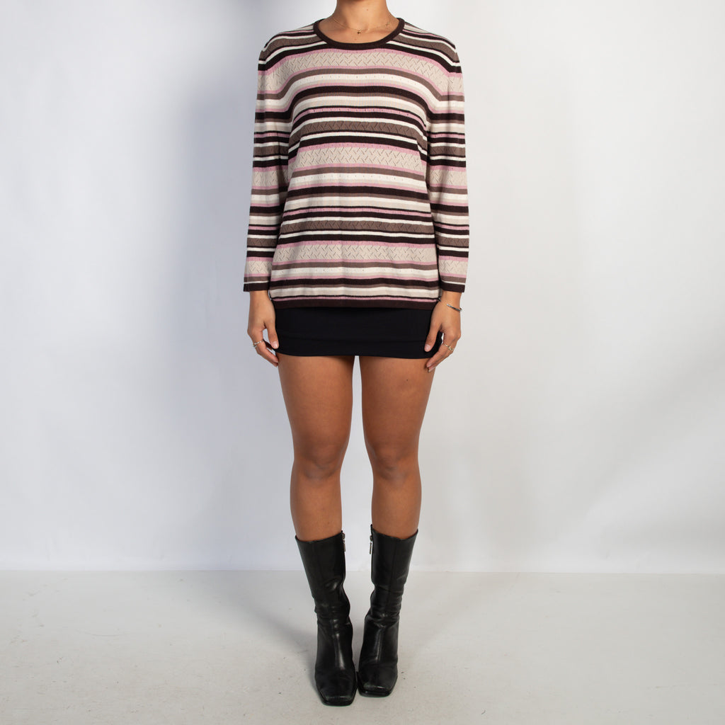 BROWN STRIPE KNIT TOP