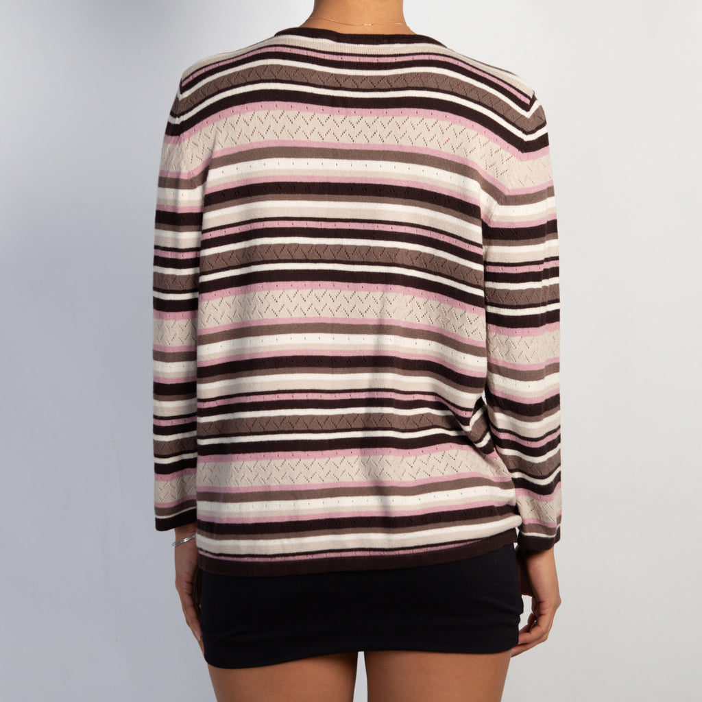 BROWN STRIPE KNIT TOP