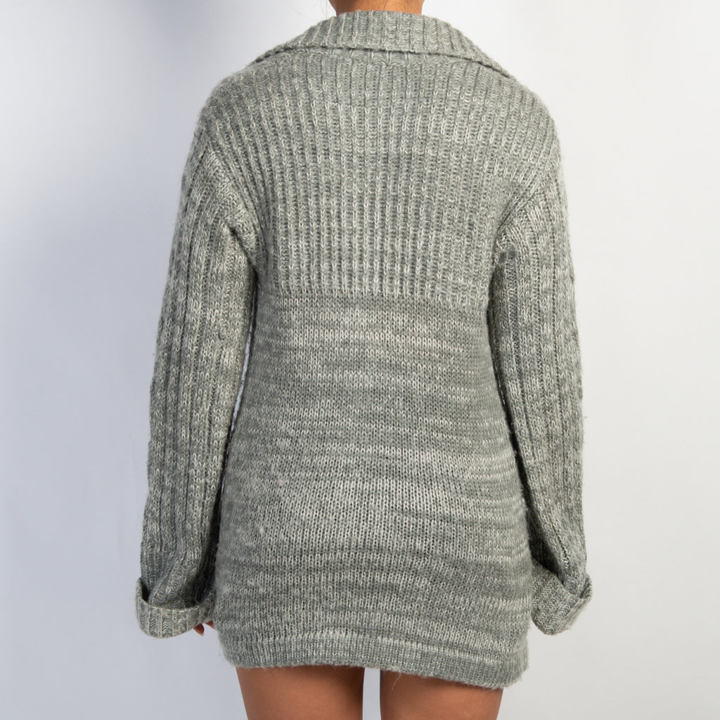 GREY MARLE KNIT CARDIGAN