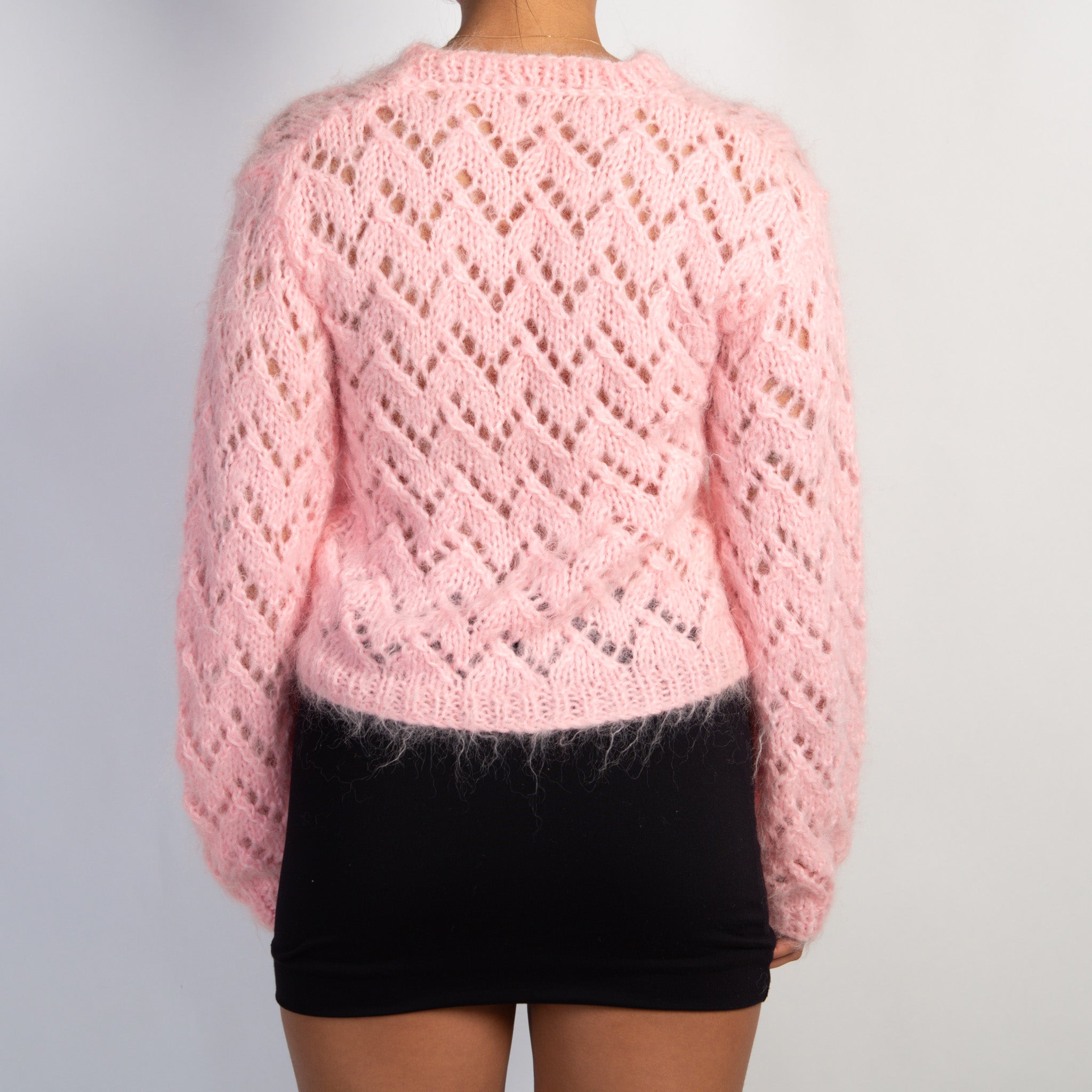 PINK OPEN KNIT SWEATER