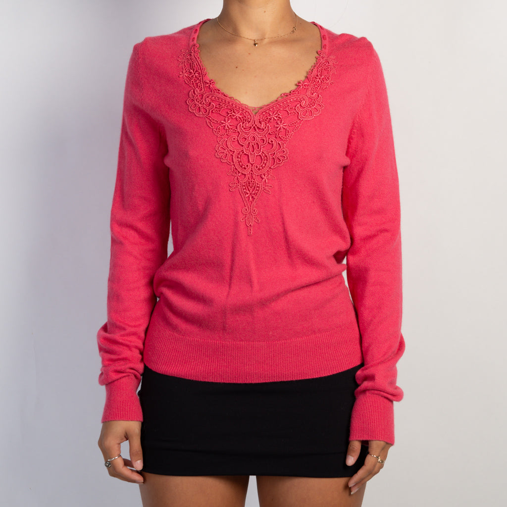 HOT PINK CASHMERE WOOL TOP