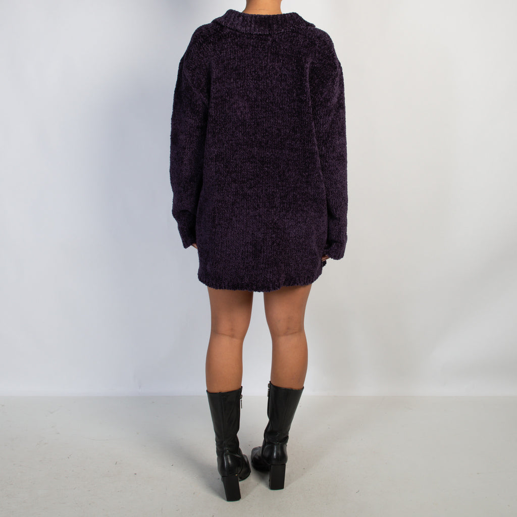 PURPLE CHENILLE KNIT SWEATER