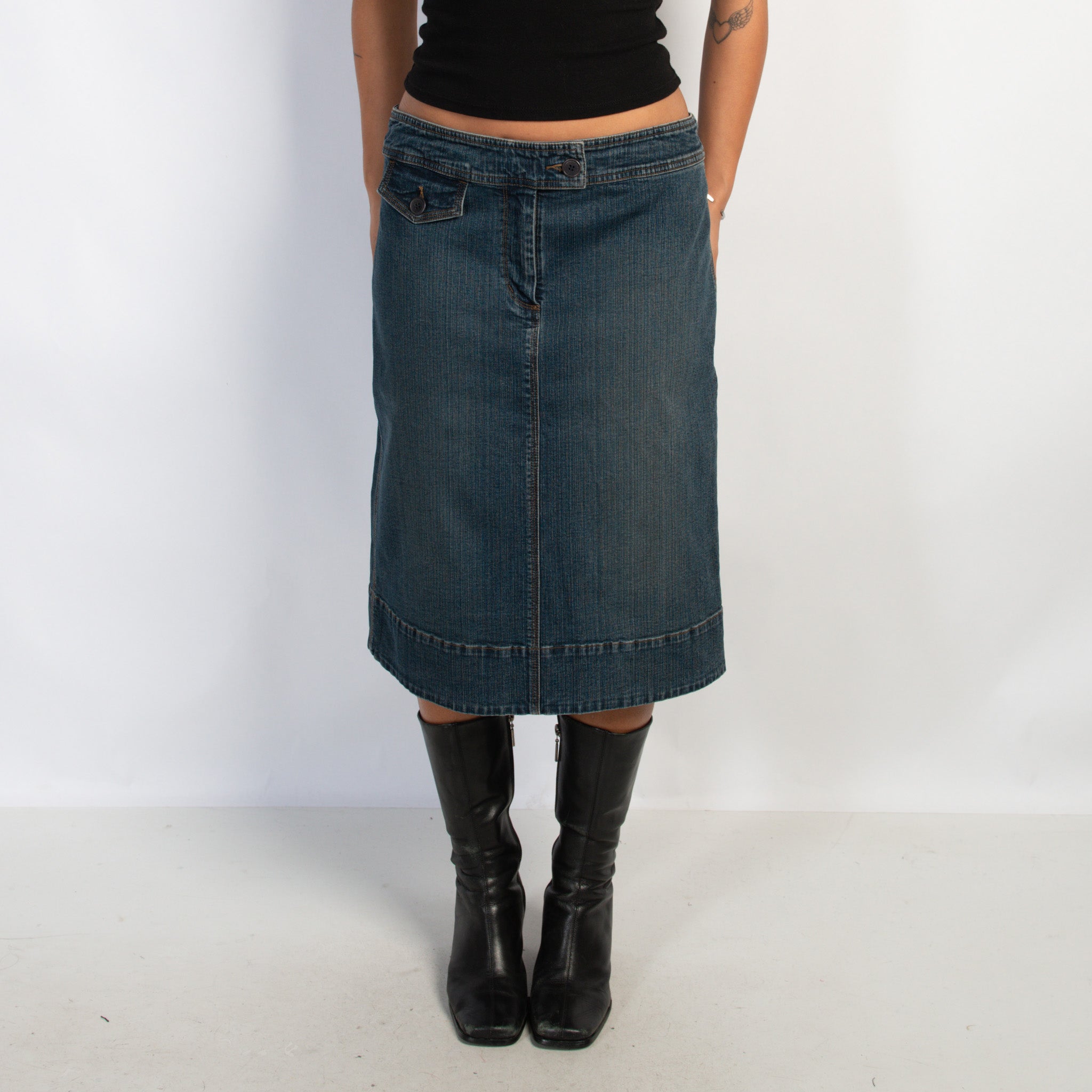 DENIM A LINE MIDI SKIRT
