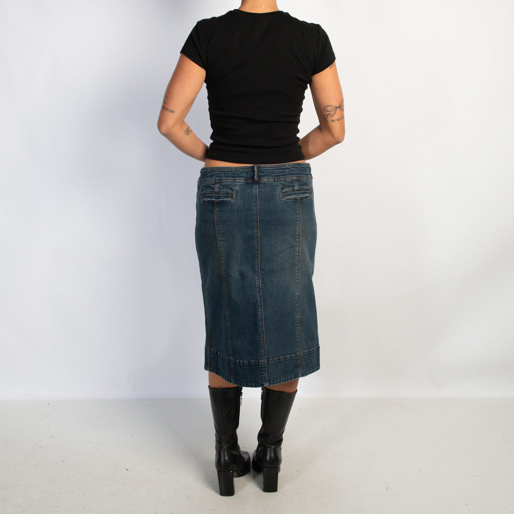 DENIM A LINE MIDI SKIRT