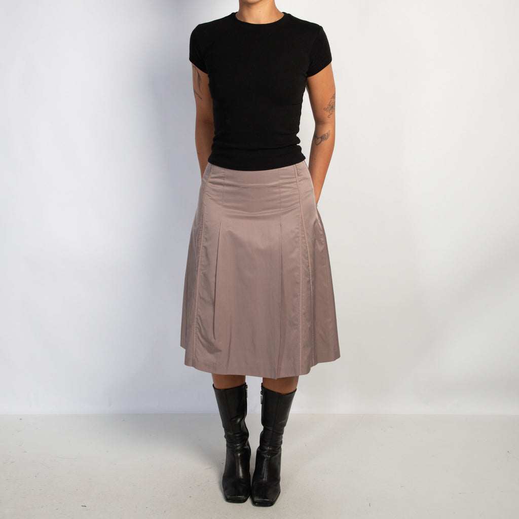 TAUPE A LINE MIDI SKIRT