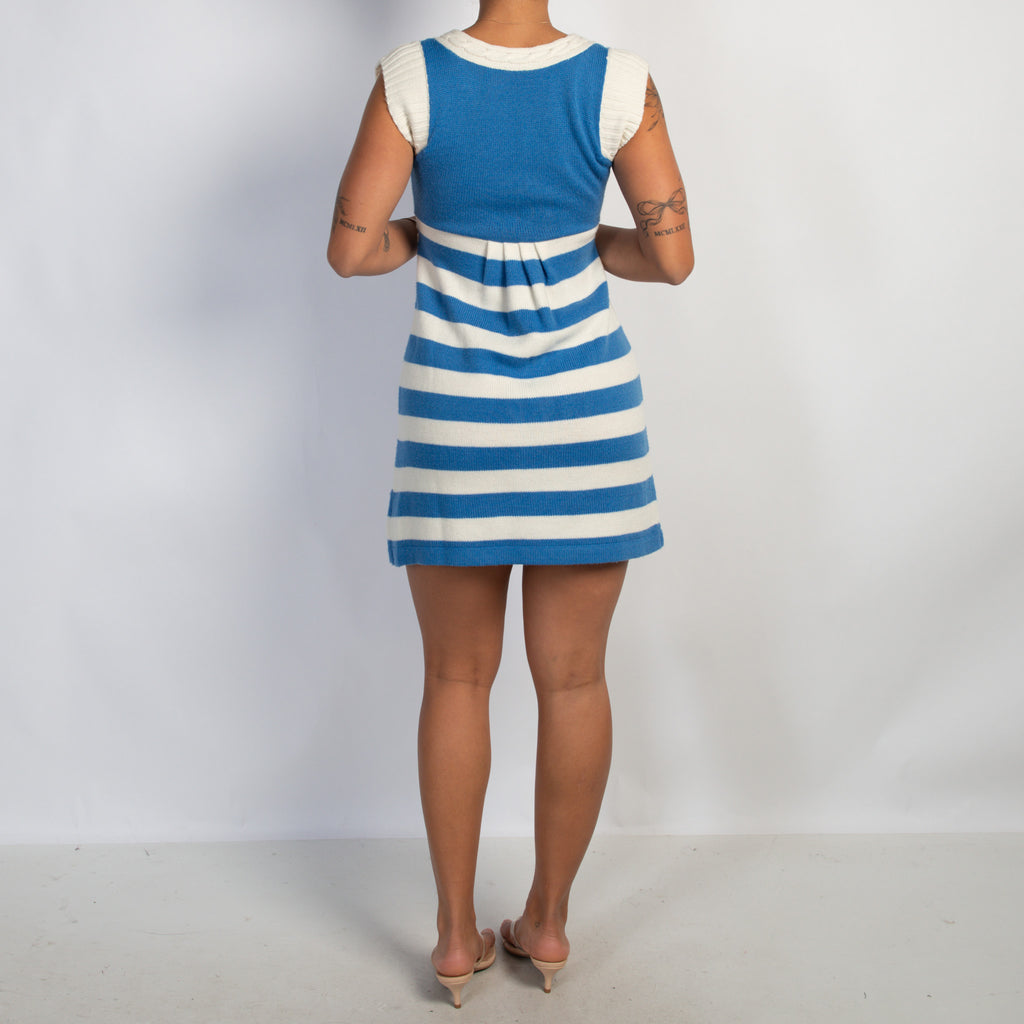 BLUE STRIPE KNIT MINI DRESS