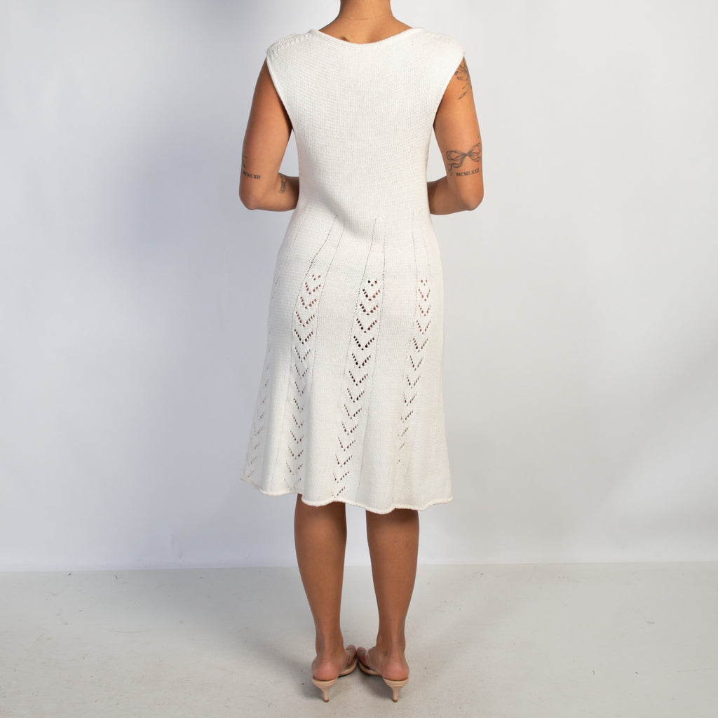 CREAM KNIT MIDI DRESS