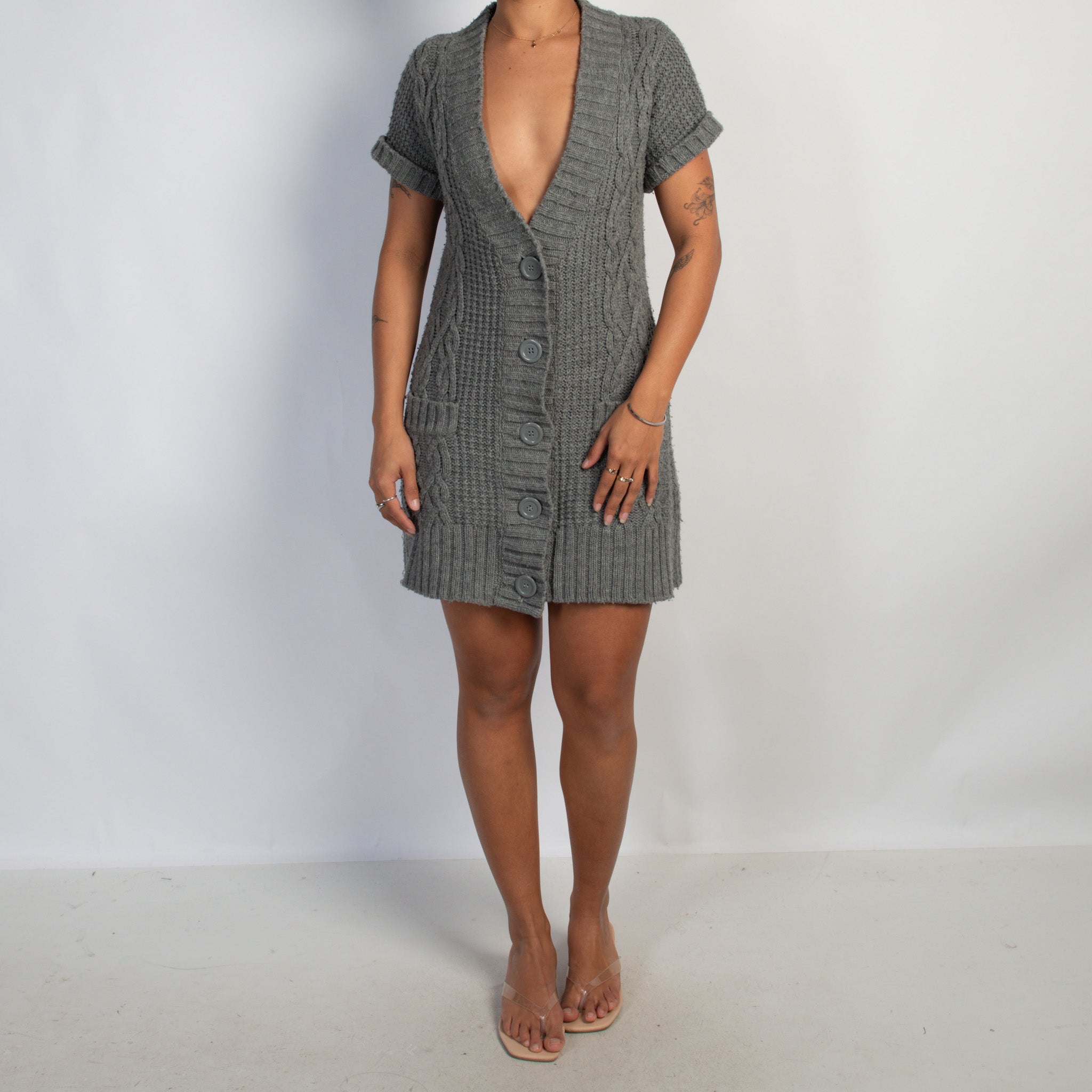 GREY KNIT MINI DRESS