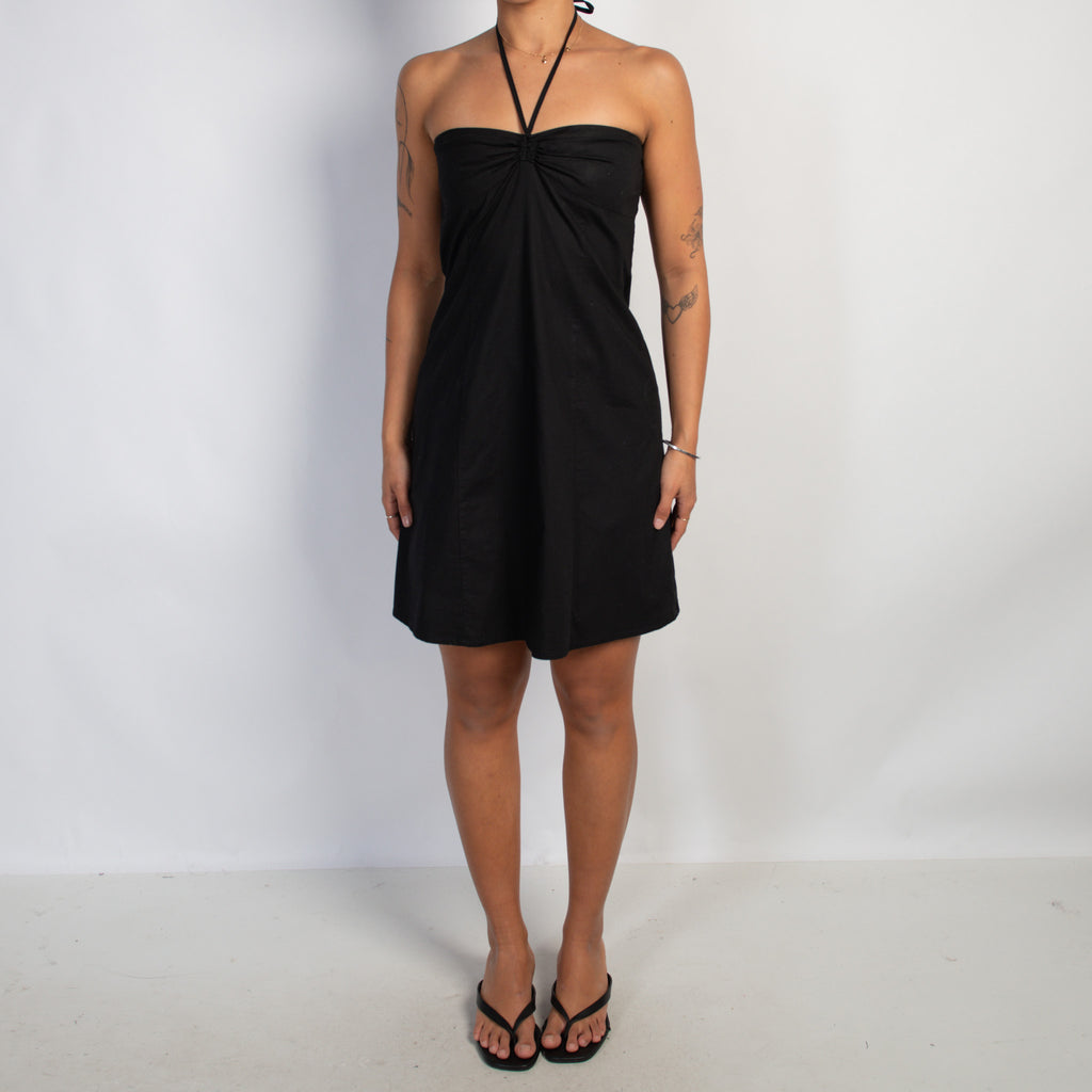 BLACK HALTER DRESS