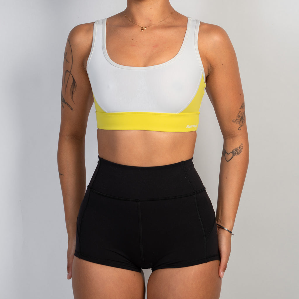 YELLOW PANEL SPORTS BRA