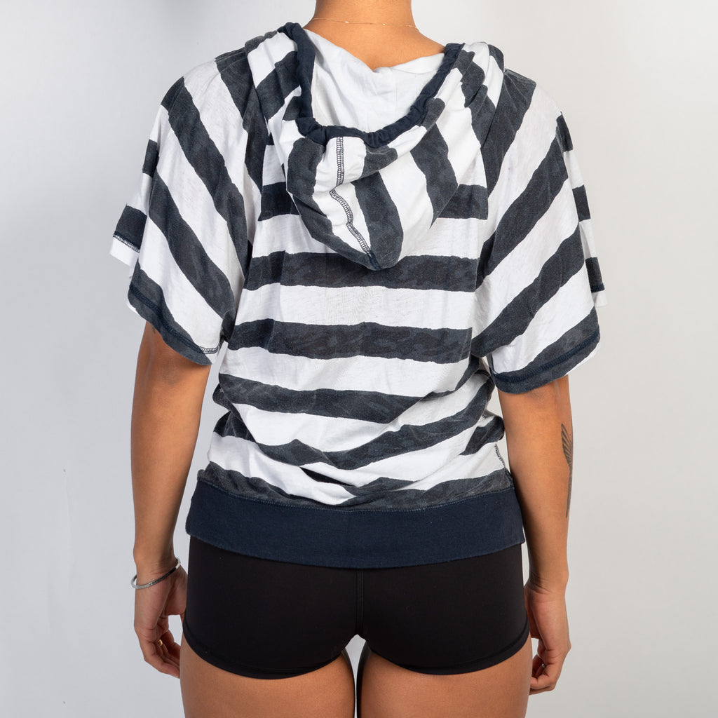 NAVY STRIPE HOODIE TOP