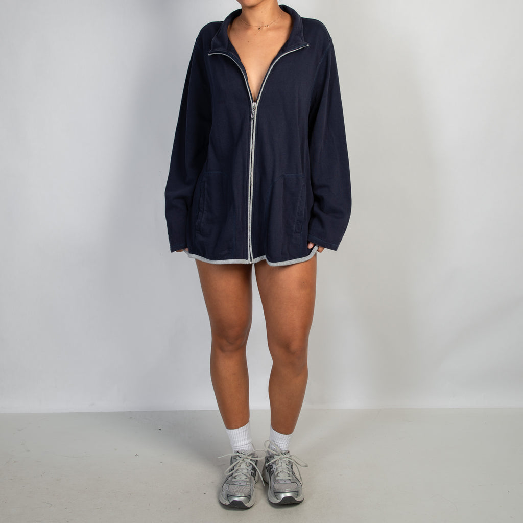 NAVY COTTON ZIP JACKET