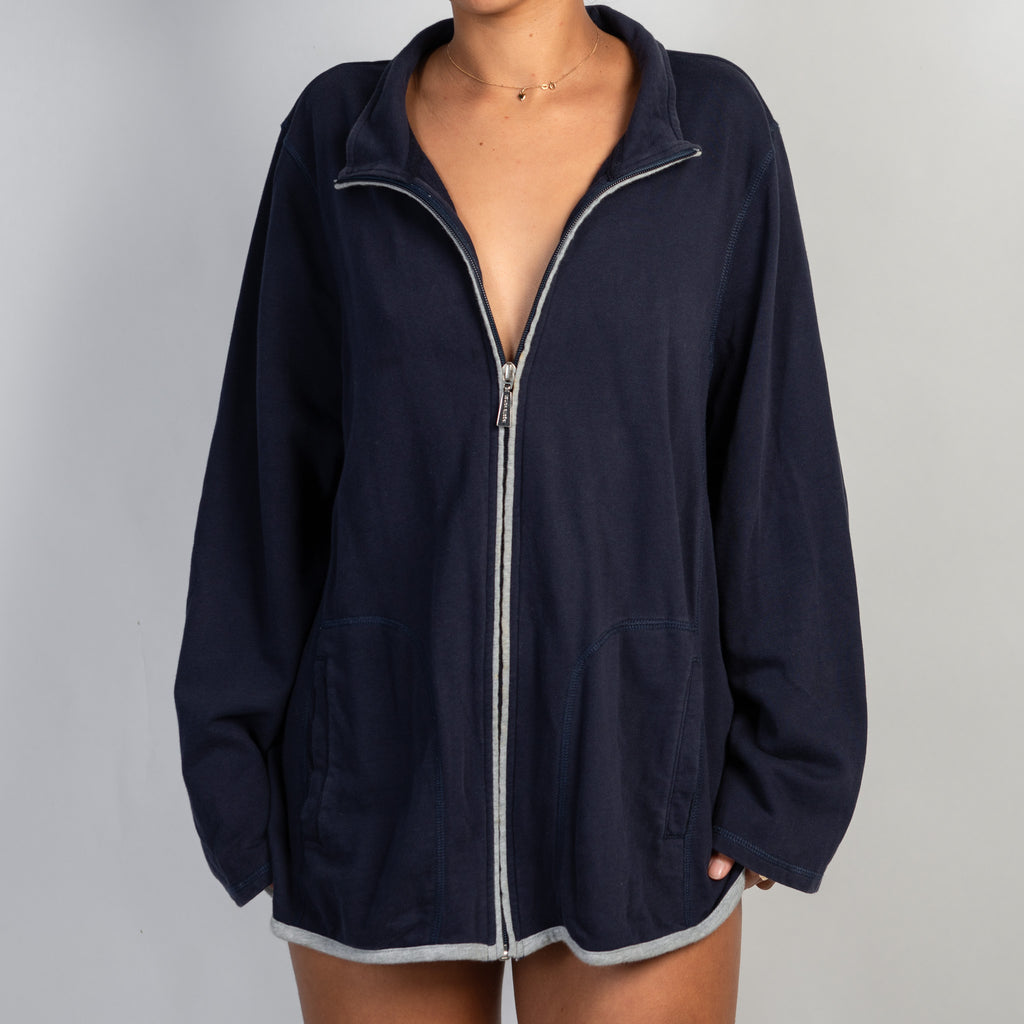 NAVY COTTON ZIP JACKET