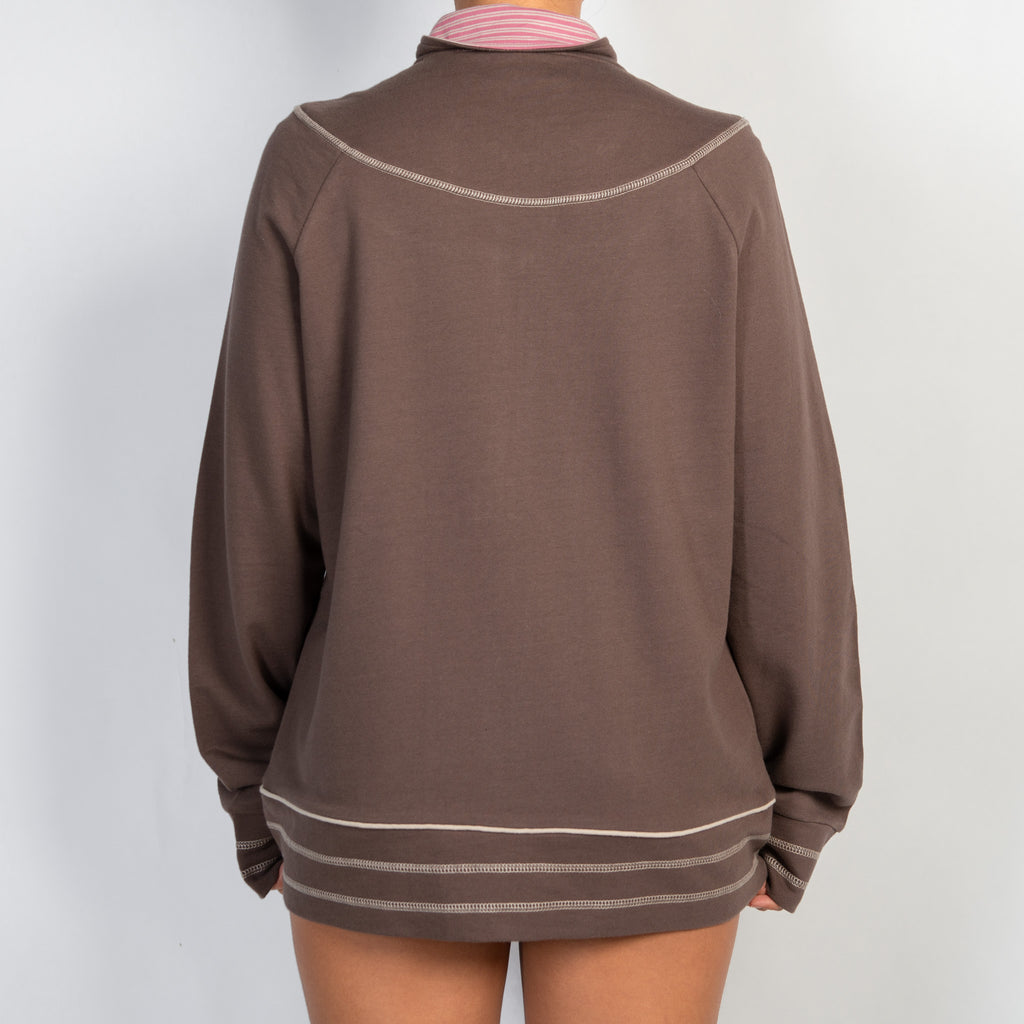 BROWN COTTON ZIP JACKET