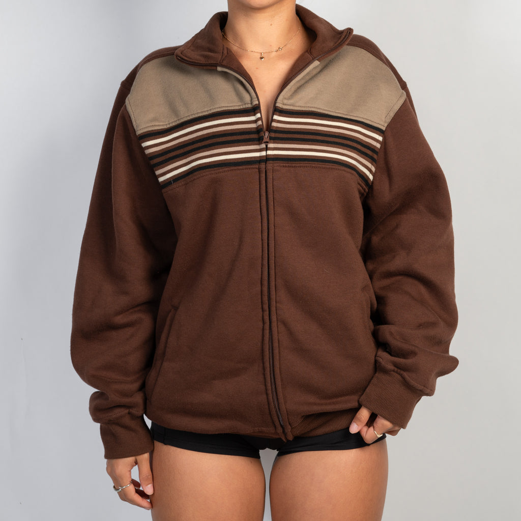 BROWN FLEECE ZIP JACKET