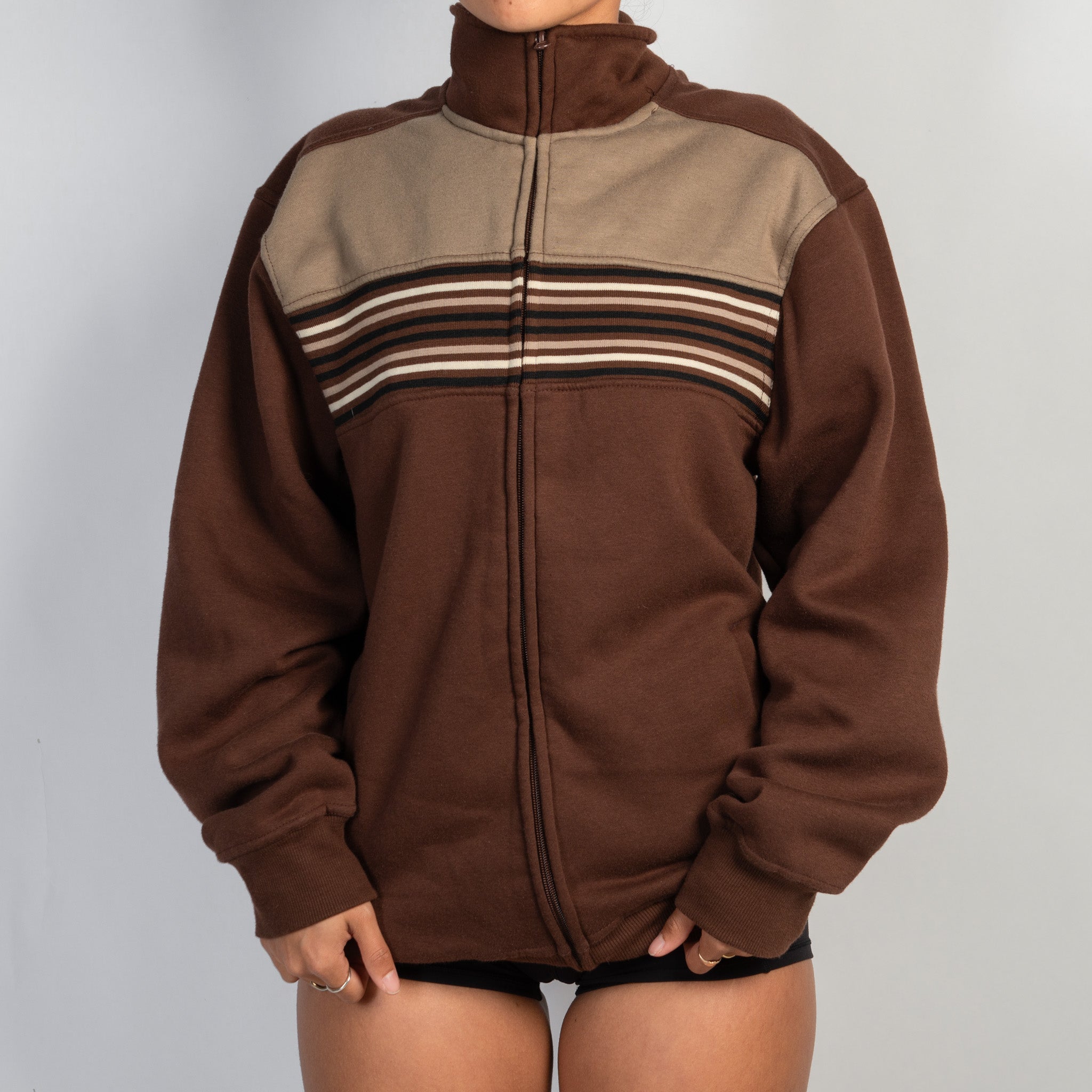 BROWN FLEECE ZIP JACKET
