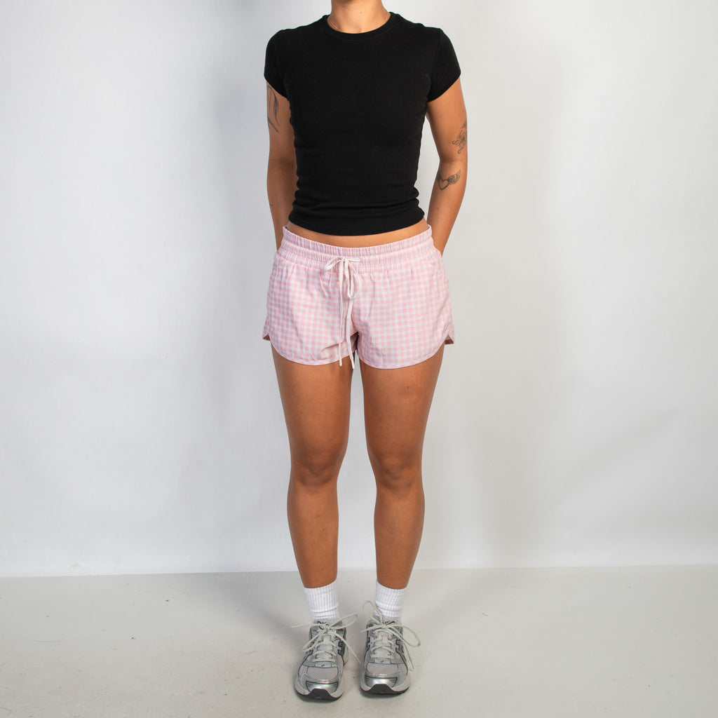 PINK CHECK ACTIVE SHORTS