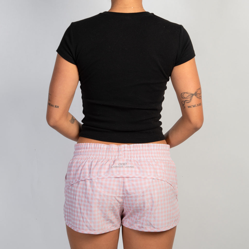 PINK CHECK ACTIVE SHORTS