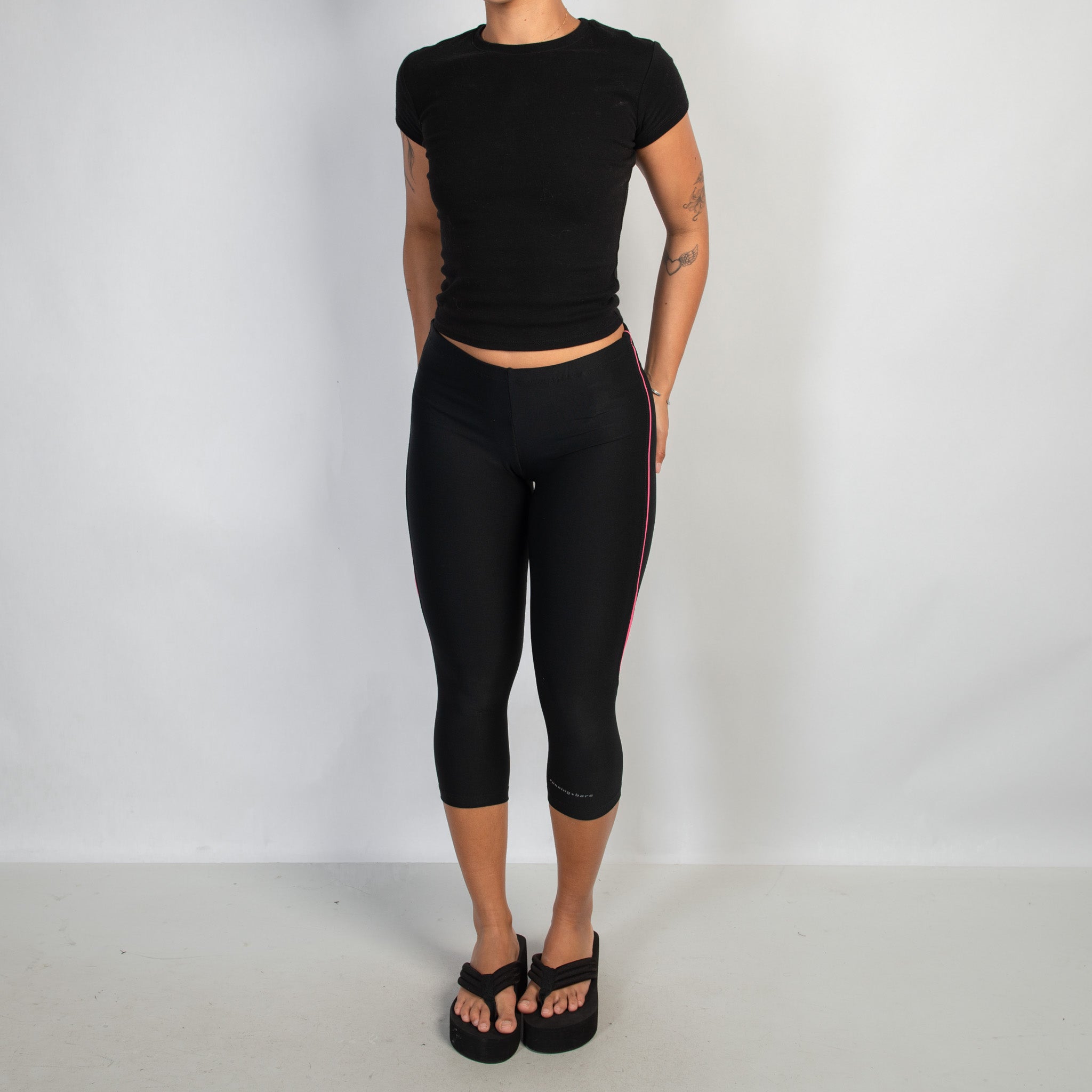 PINK PIPED 3/4 TIGHTS