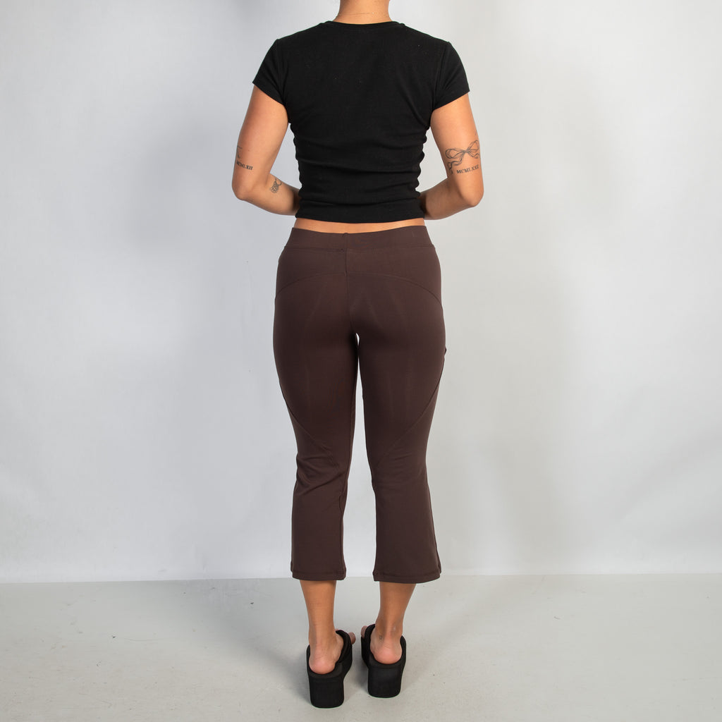 BROWN CROP FLARE TIGHTS