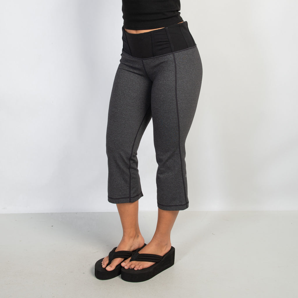 GREY CROP FLARE TIGHTS