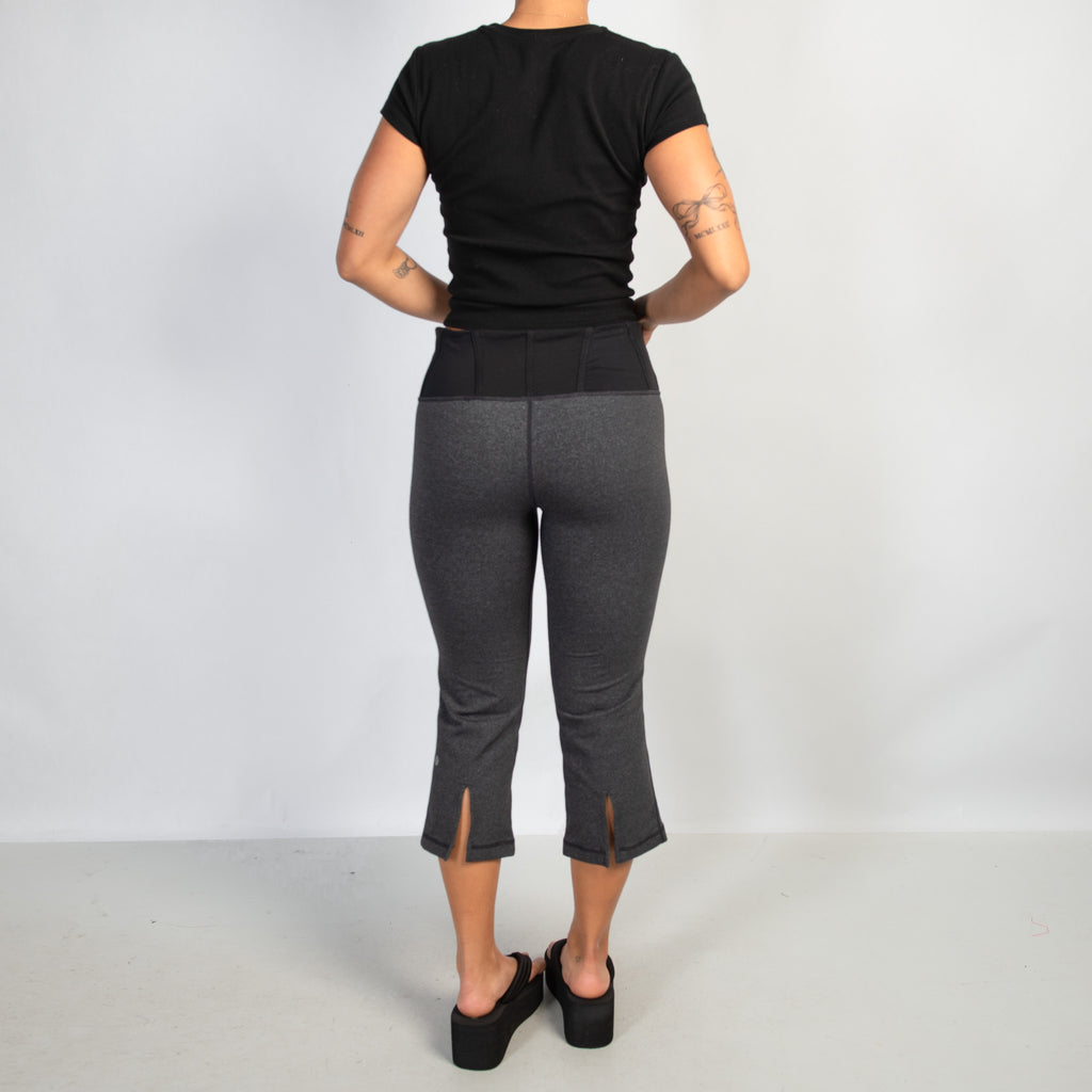 GREY CROP FLARE TIGHTS