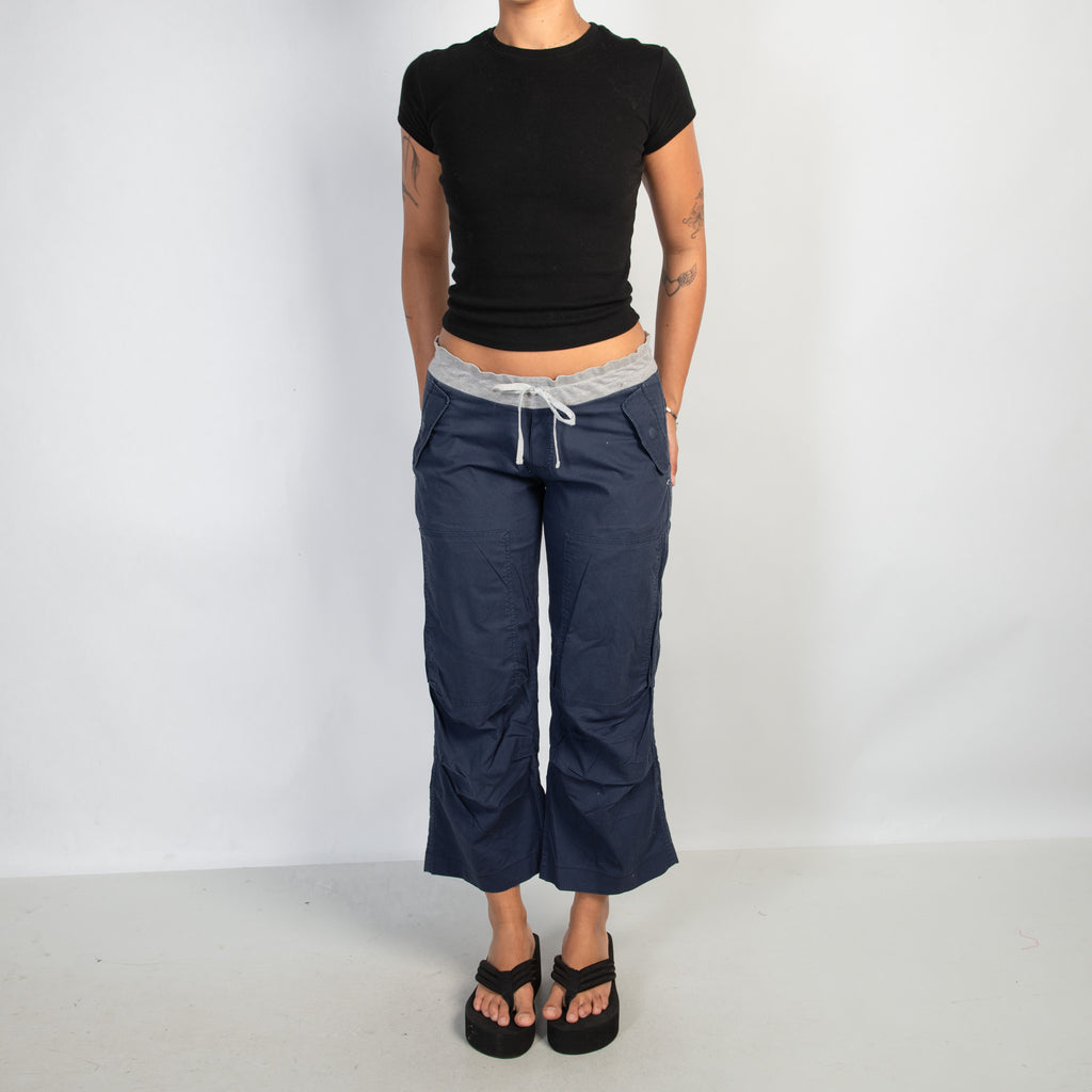 NAVY CROP CARGO PANTS