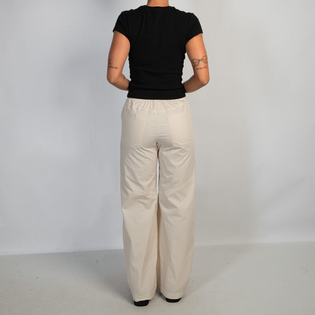 CREAM NYLON CARGO PANTS